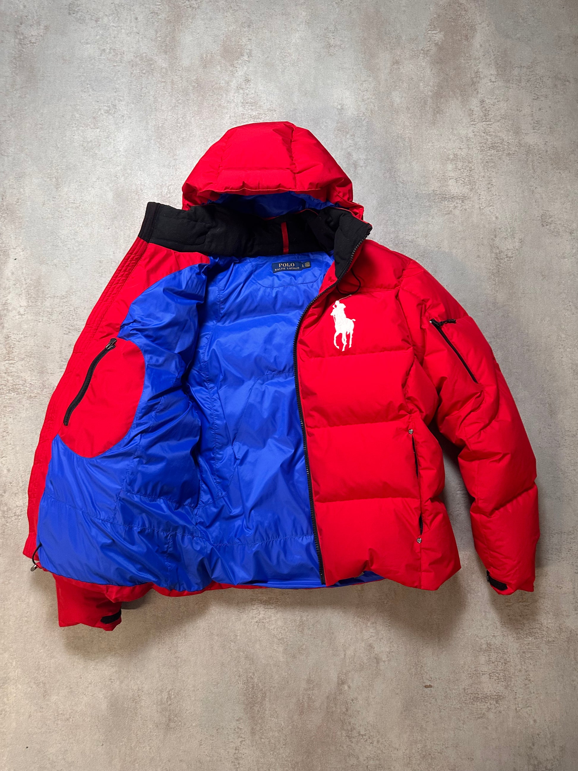 Polo Ralph Lauren Puffer Jacket Red,Blue&White /Size L